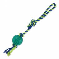 Hračka DOG FANTASY DENTAL MINT míček házecí s provazem smyčka zelený 7x50cm