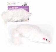 Myška pro kočku bílá chlupatá