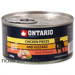 Konzerva ONTARIO Dog Chicken Pieces a Gizzard