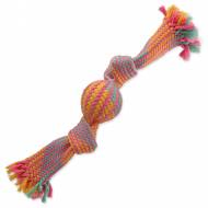 Přetahovadlo DOG FANTASY míč barevné vzor 1, 2 knoty 33 cm