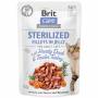 Kapsička BRIT Care Cat Pouch STERILIZED - Hearty Duck & Tender Turkey in Jelly