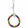 Houpačka BIRD JEWEL dřevěná s lanem barevná kruh 15 cm
