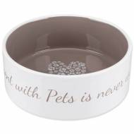 Miska keramická TRIXIE Pets Home krémová / hnědá 16 cm