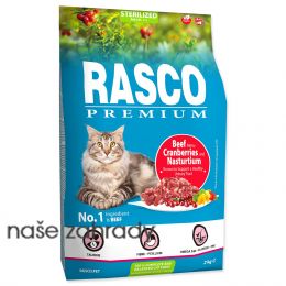 RASCO Premium Cat Kibbles Sterilized, Beef, Cranberries, Nasturtium