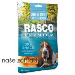 Pochoutka RASCO Premium proužky sýru obalené kuřecím masem 80 g