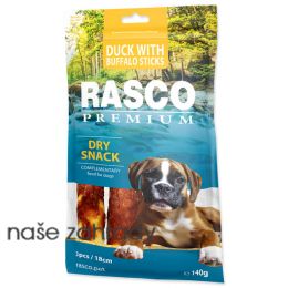 Pochoutka RASCO Premium 3 tyčinky bůvolí obalené kachním masem