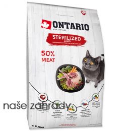 Krmivo ONTARIO Cat Sterilised Lamb 6,5 kg