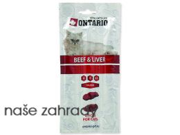Pamlsky pro kočky ONTARIO Stick for cats Beef & Liver