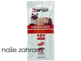 Pochoutka pro kočky ONTARIO Stick for cats Chicken & Duck