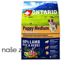 ONTARIO Puppy Medium Lamb a Rice 2,25 kg