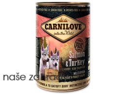 Konzerva CARNILOVE Wild Meat Salmon & Turkey for puppies