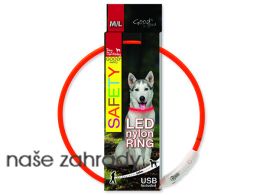 Obojek DOG FANTASY LED nylonový oranžový M/L