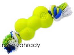 Hračka DOG FANTASY Strong Foamed kost s provazem 8,8 cm