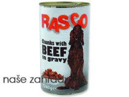 Konzerva pro psa RASCO hovězí kousky ve šťávě