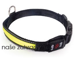 LED obojek dobíjecí USB vel.L zelený